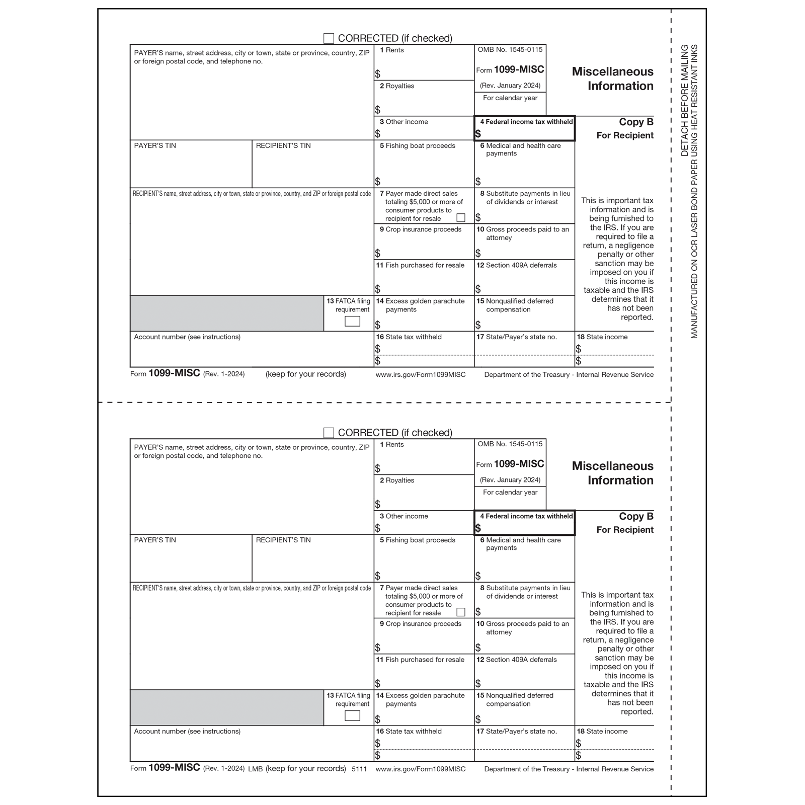 1099 Misc Laser Copy B 2018 Recipient-,24 Recipients Income 